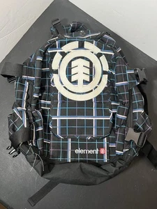 Vintage Element 90’s Y2K Skater Plaid Black Blue Purple White Backpack - Picture 1 of 17