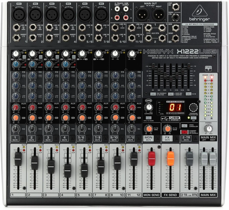 Behringer Xenyx X1222USB Mixer with USB and Effects - Image 1 of 4