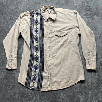 Camisa De Colección Vaqueros Tortuga Roper Para Hombres XL Beige Manga Larga Perla A Presión Western Foto 1 de 4