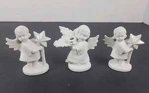 Vintage Christmas Angel White Cermaic Candle Holders - Set Of 3 - Picture 1 of 7
