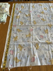 Classic Winnie The Pooh Fabric; Blue Balloons; Cotton Almost 1 Yard - Picture 1 of 4