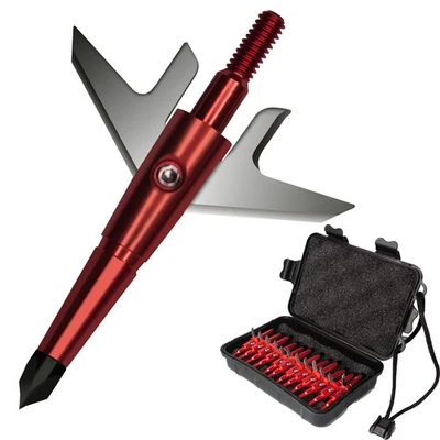 12Pcs Red Swhacker Broadheads 100 Gr 1.75" Cut Recurve Bow Crossbow Tip - Image 1 of 4