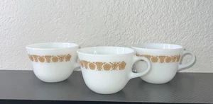 Set of 3 Vintage Pyrex Corning Ware Tea Coffee Cups Mugs Butterfly Gold C Handle - Picture 1 of 9