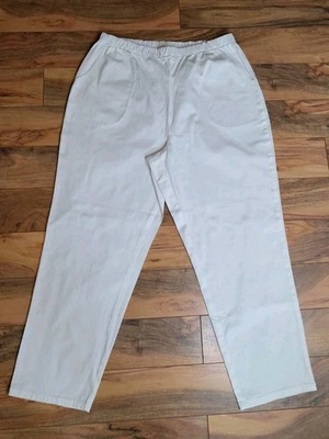 Denim & Co. Womens Original Waist Pull On Ankle Pants Size XL Petite White Beach - Image 1 of 4