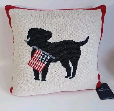 Brooks Brothers Patriótico Perro Almohada Doble Cara Bandera 18x18, Nuevo Foto 1 de 4