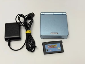 Nintendo Game Boy Advance SP - Pearl/Blue AGS-101 Bundle w/Yoshi's Island - Picture 1 of 15