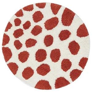 Cream and Brown Giraffe Spots Cotton Bath Rug, 22" x 22" Round Jungle Animal Mat - Picture 1 of 1