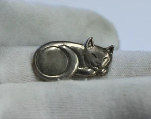 Spilla Sterling Gatto Dormiente di Design 5,7 grammi - Foto 1 di 4