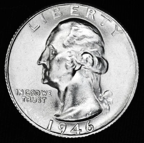 1946-s Washington Quarter.   BU  (Inventory A) Cover