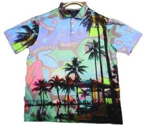 Polo uomo BUGATCHI palma colorata graffiti tropicali golf corta uomo tg. XL - Foto 1 di 10