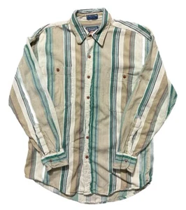 Vintage Chaps Ralph Lauren Mens Button Down Shirt Sz M RL Striped 90s Grunge - Picture 1 of 9
