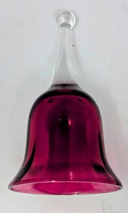 Vintage Pilgrim Cranberry and Clear Glass Bell with gorgeous coloring and beauti - Picture 1 of 4