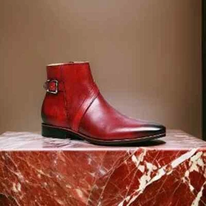 Neue handgefertigte knöchelhohe Lederstiefel für Herren - hochwertige handgefertigte Lederschuhe - Bild 1 von 2