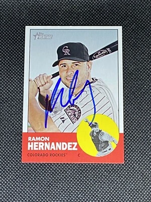 Ramon Hernandez Colorado Rockies Signed Auto 2012 Topps Heritage Card #326 ~ COA - Image 1 of 3