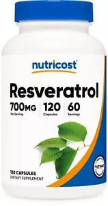 Nutricost Resveratrol 700mg, 120 Capsules - Gluten Free, Non-GMO, Vegan - Picture 1 of 5