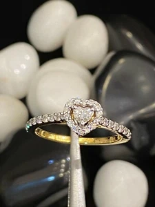 Pave 0,40 Cts Rotondo Cuore Taglio Diamanti Anniversario Anello In 750 18K Oro - Foto 1 di 12