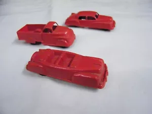 Vintage Manoil Red Hard Plastic Toy Vehicles P-7, P-8 & P-9 Made In USA - Picture 1 of 4