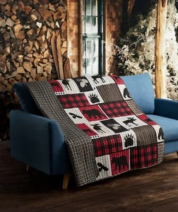 Lodge Life Quilted Throw - Lightweight Quilted Throw Blanket 50"x60" - Picture 1 of 4