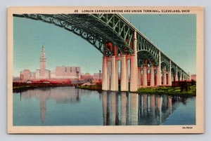 Postkarte Lorain Carnegie Brücke und Union Terminal, Cleveland Ohio - Bild 1 von 2