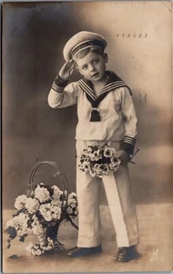 Victorian Boy Sailor Vintage RPPC C050 - Picture 1 of 2