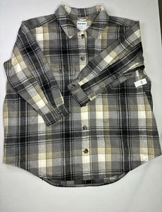 Old Navy Womens Size 3X Soft-Brushed Utility Shacket Gray Green Plaid Button Up - Picture 1 of 7