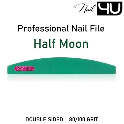 Nail File Half Moon Green Best Quality 80/100 GRIT Professional Curved Files UK - Image 1 of 4
