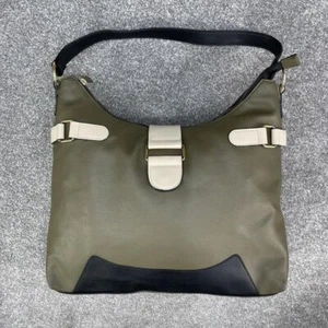 PEACOCKS KHAKI KUNSTLEDER HANDTASCHE SCHWARZ CREME SCHULTERTASCHE Y2K CARRY - Bild 1 von 6