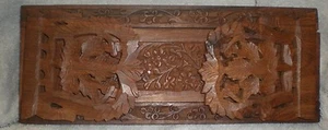 Vintage handgeschnitzte Schiebeholz Buchstützen Blattform - Bild 1 von 6