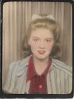Lady Photograph Indoors 1940s Vintage Fashion Tinted 3 1/8 x 4 3/8