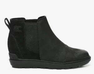 SOREL Women's EVIE Pull-On Leather Boot  BLACK Size 6.5-waterproof materials - Picture 1 of 24