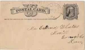 Postal Card US Liberty 1c 1879 Pennsylvania to Colorado UX5 - Picture 1 of 3
