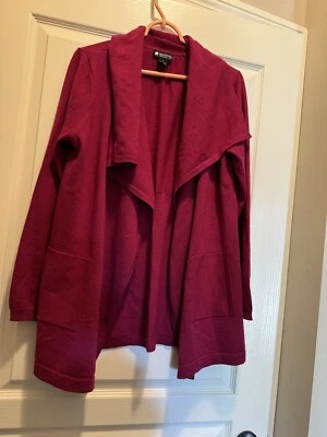 Valerie Bertinelli Open Front Dark Pink Wool Sweater Women's Size L - Image 1 of 4