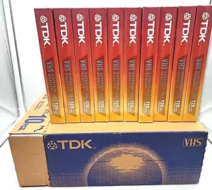 TDK Superior Quality Blank VHS Tapes Case Of 10 Sealed VCR 6 Hour EP T-120 - Picture 1 of 6