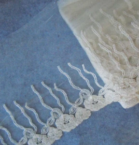 6 Yards 8" or 10" Wide Ivory Mesh Lace/Embroidered Flower-Bridal Wedding q0071 - Picture 1 of 2