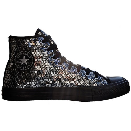 Converse EU 36 UK 3 5 Chucks paillettes argento nero Chuck Taylor All Star