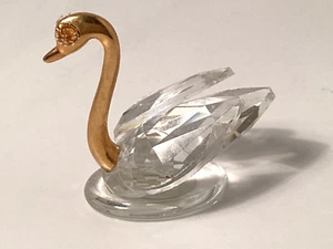 Sklarny Bydzov Czech Republic Crystal Swan / Eyes Yellow Crystal - Picture 1 of 14
