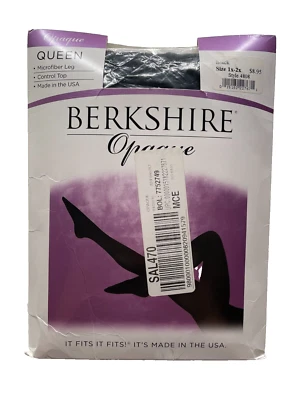 Berkshire Opaque Microfiber Control Top Tights 4808 Black 1x-2x NOS - Image 1 of 2