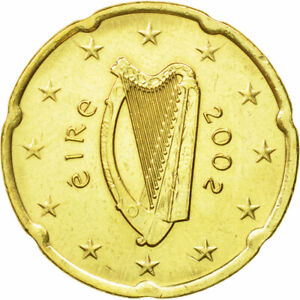 [#582344] IRELAND REPUBLIC, 20 Euro Cent, 2002, TTB+, Laiton, KM:36