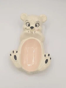 Vintage Ceramic Polar Bear Spoon Rest Teddy White Retro Kitchen 50s Style Cute - Picture 1 of 13