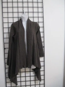 ELEN SOLANO 🌸 MEDIUM ==BROWN CASHMERE / LONGER AT HIPS / OPEN FRONT SWEATER - Picture 1 of 8