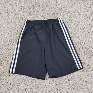 Adidas Shorts Girls Large Black White Stripes Athletic Gym Youth Kids A2 - Picture 1 of 9