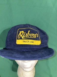 Risberg's Truck Line Portland Oregon Vintage Azul Pana Cremallera Cuerda Ala Sombrero - Imagen 1 de 7
