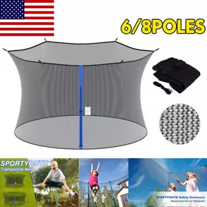 4/6/8 Poles Round Replacement Bounce Trampoline Safety Enclosure Net w/Zipper - Picture 1 of 24