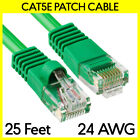 25FT Cat5e Cable Green LAN Cat 5e Ethernet Patch Cord RJ45 Internet Modem Cable