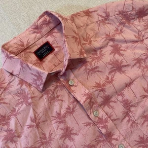 Camisa UNTUCKit Talla M Rosa Tropical Preppy Estampado Palmera Algodón Abotonado - Imagen 1 de 8
