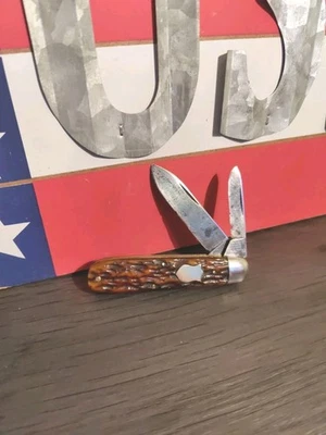 复古 Camillus CUTLERY CO,CAMILLUS 纽约美国骨柄 2 刀 JACK 刀 #15 — 第 1/4 张图片