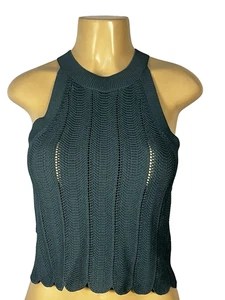 Wilfred Aritzia maglione canotta donna XS maglia verde acqua supporto orlo smerlato top a costine - Foto 1 di 9