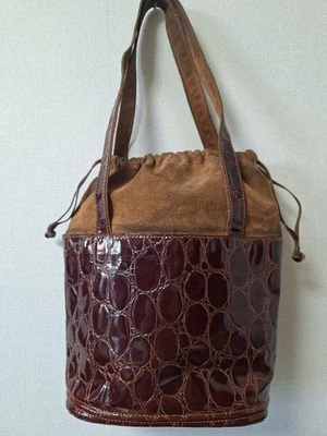 Missoni Suede Enamel Embossed Bucket-Shaped Handbag Limited Edition Style Iconic - Image 1 of 4