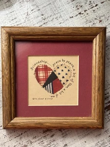 Mini Framed Print Friendship Patchwork …Pieces Heart 1992 Sandi Gore Evans 6 X 6 - Picture 1 of 8