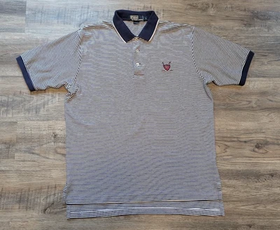 Polo Ralph Lauren Golf Polo Shirt Mens L Blue Striped Crest Logo Great Shots - Image 1 of 4